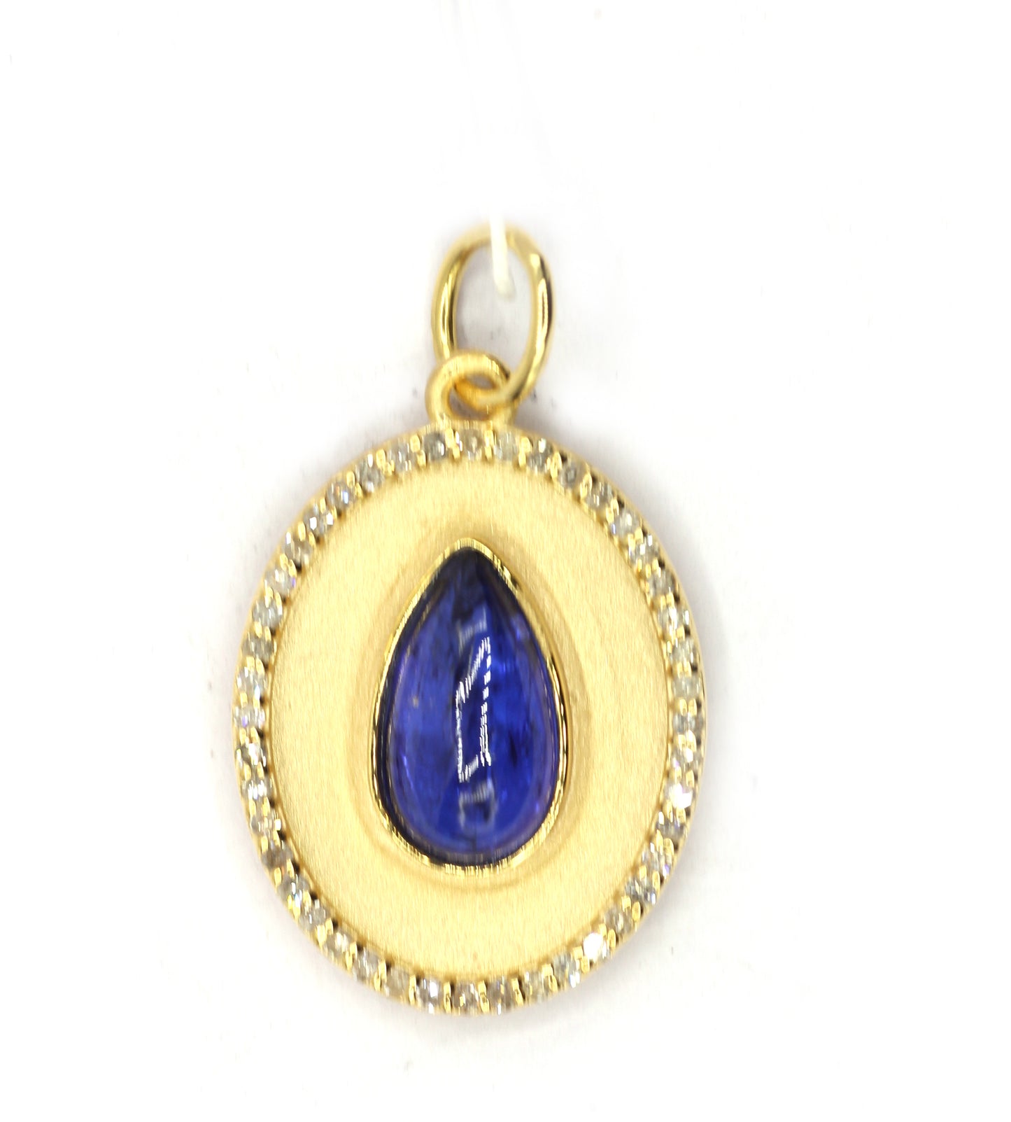 Oval 14k Solid Gold Diamond Pendants