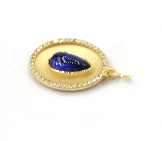 Oval 14k Solid Gold Diamond Pendants