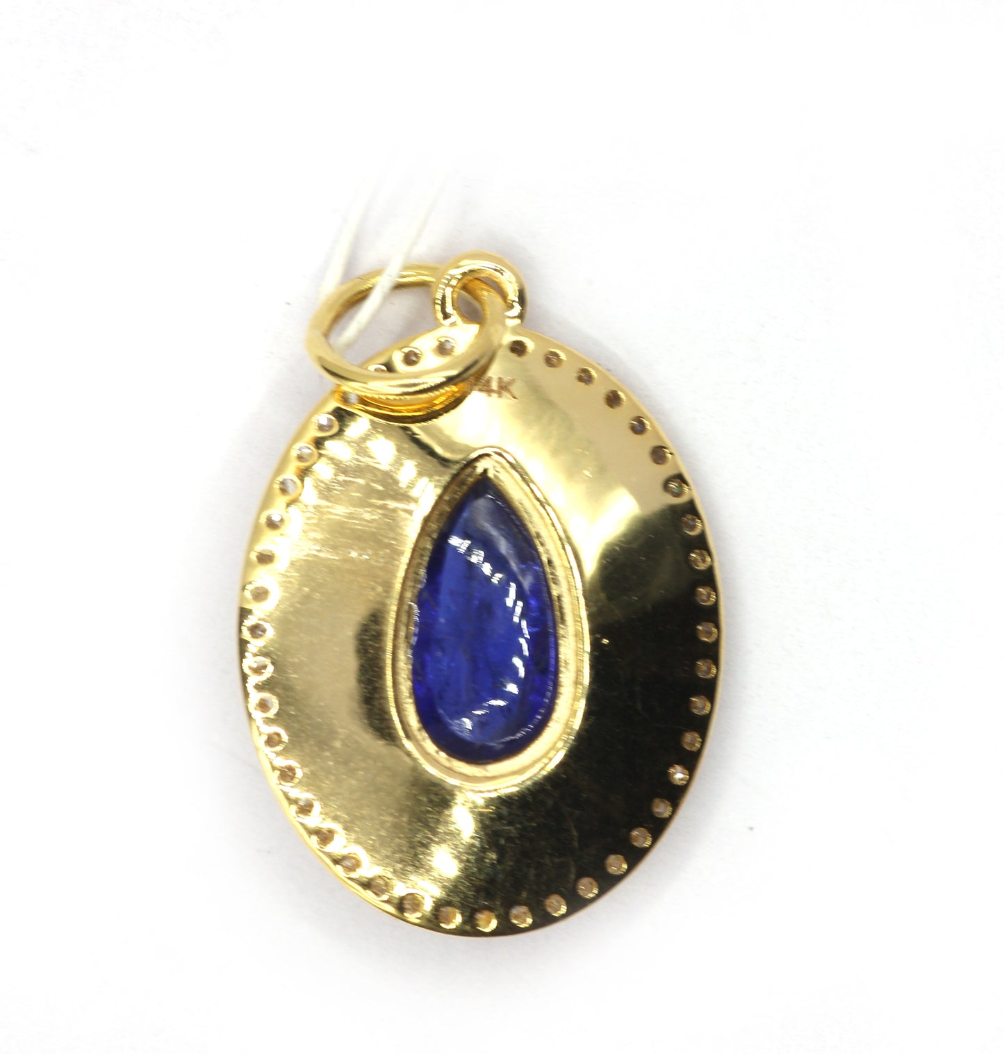 Oval 14k Solid Gold Diamond Pendants