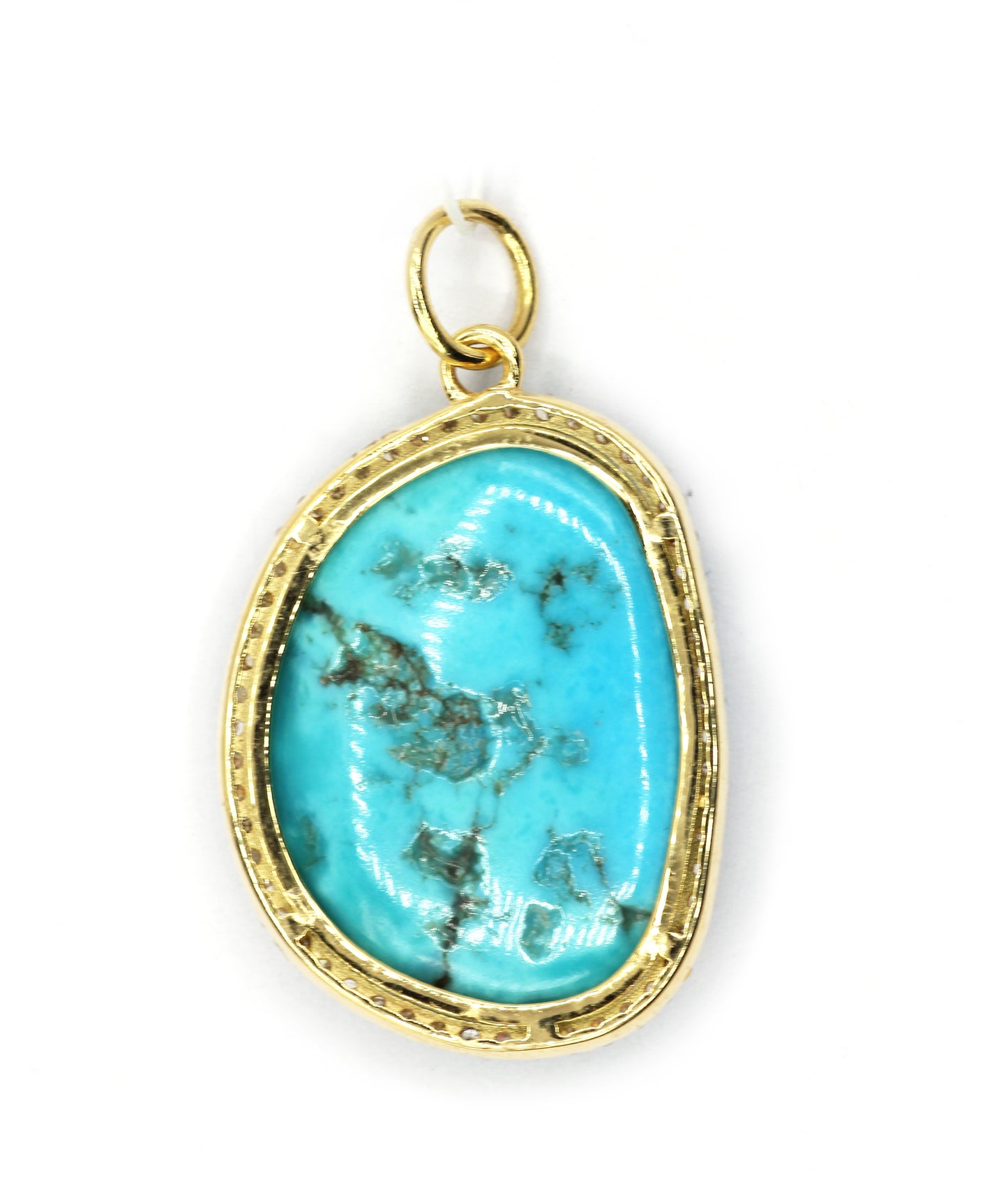 Turquoise 14k Solid Gold Diamond Pendants