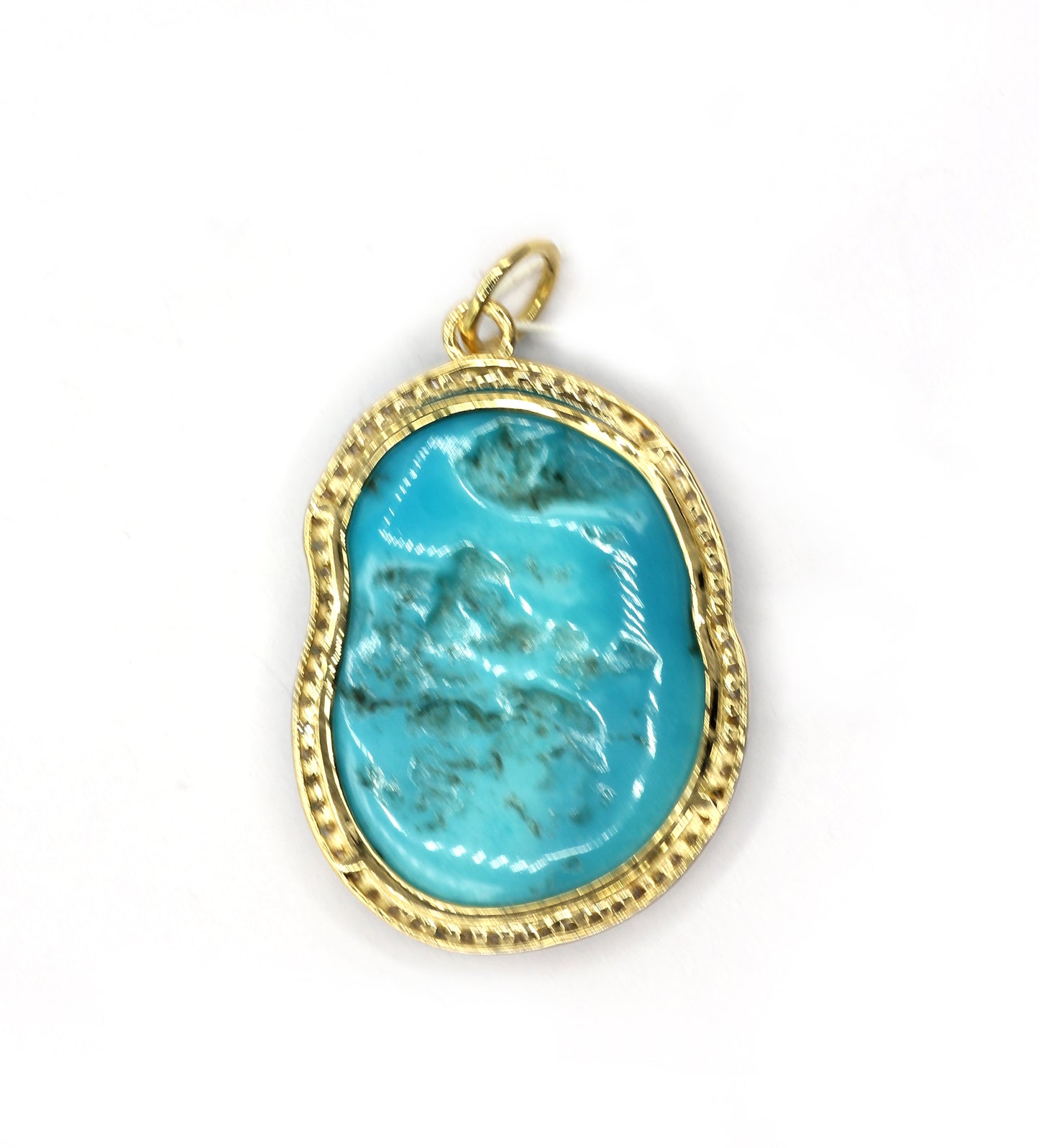 Turquoise 14k Solid Gold Diamond Pendants