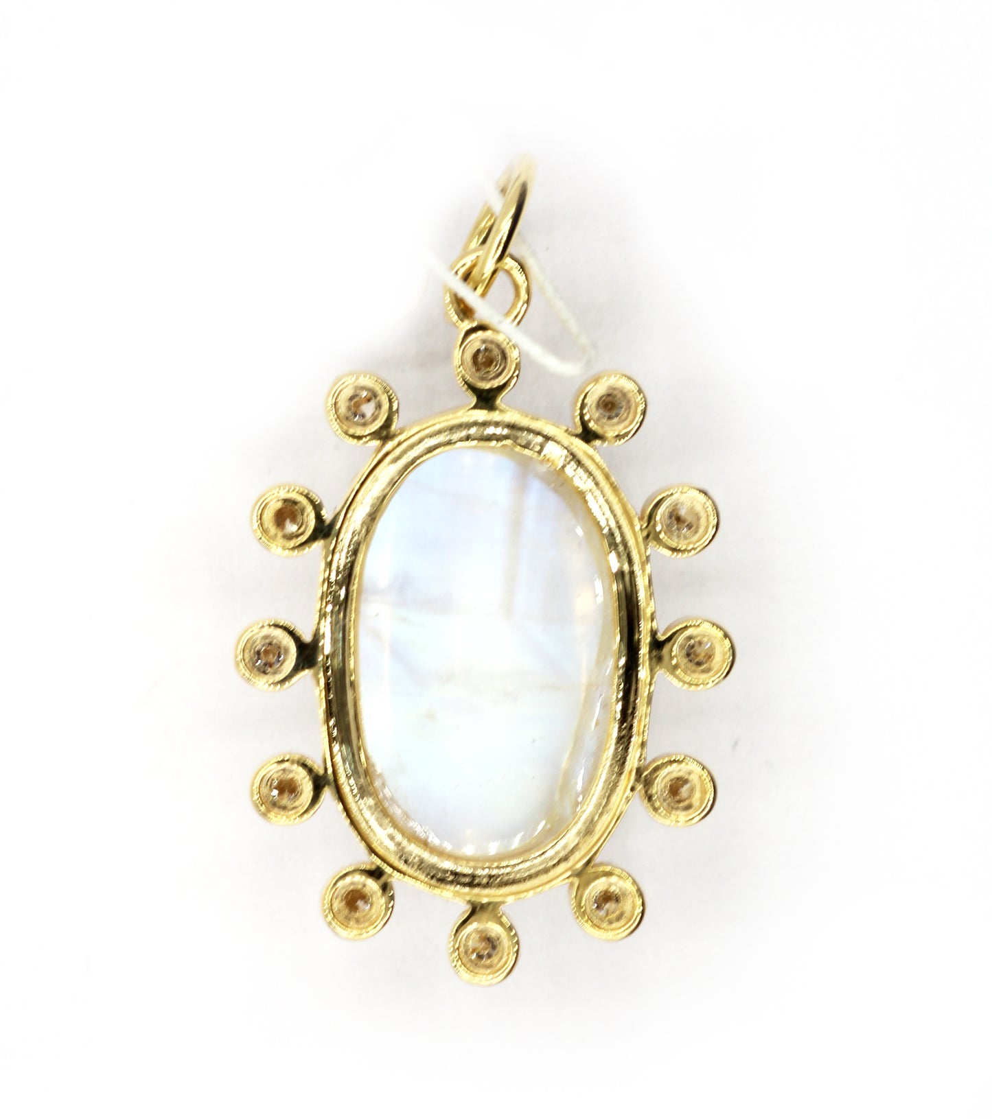 Oval 14k Solid Gold Diamond Pendants