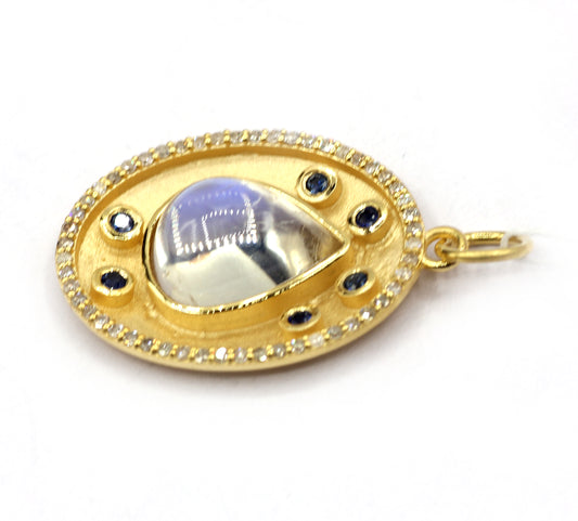 Oval 14k Solid Gold Diamond Pendants