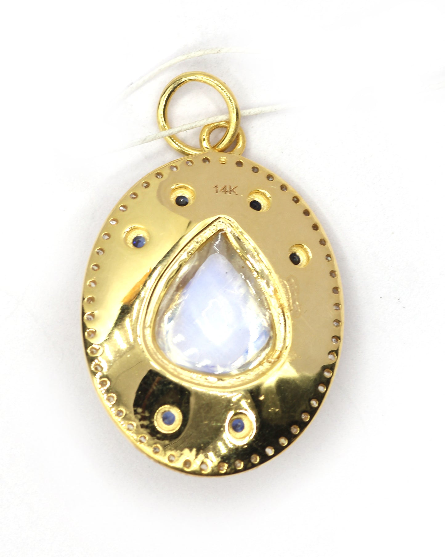 Oval 14k Solid Gold Diamond Pendants