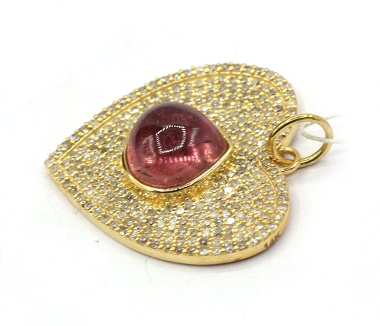 Heart 14k Solid Gold Diamond Pendants