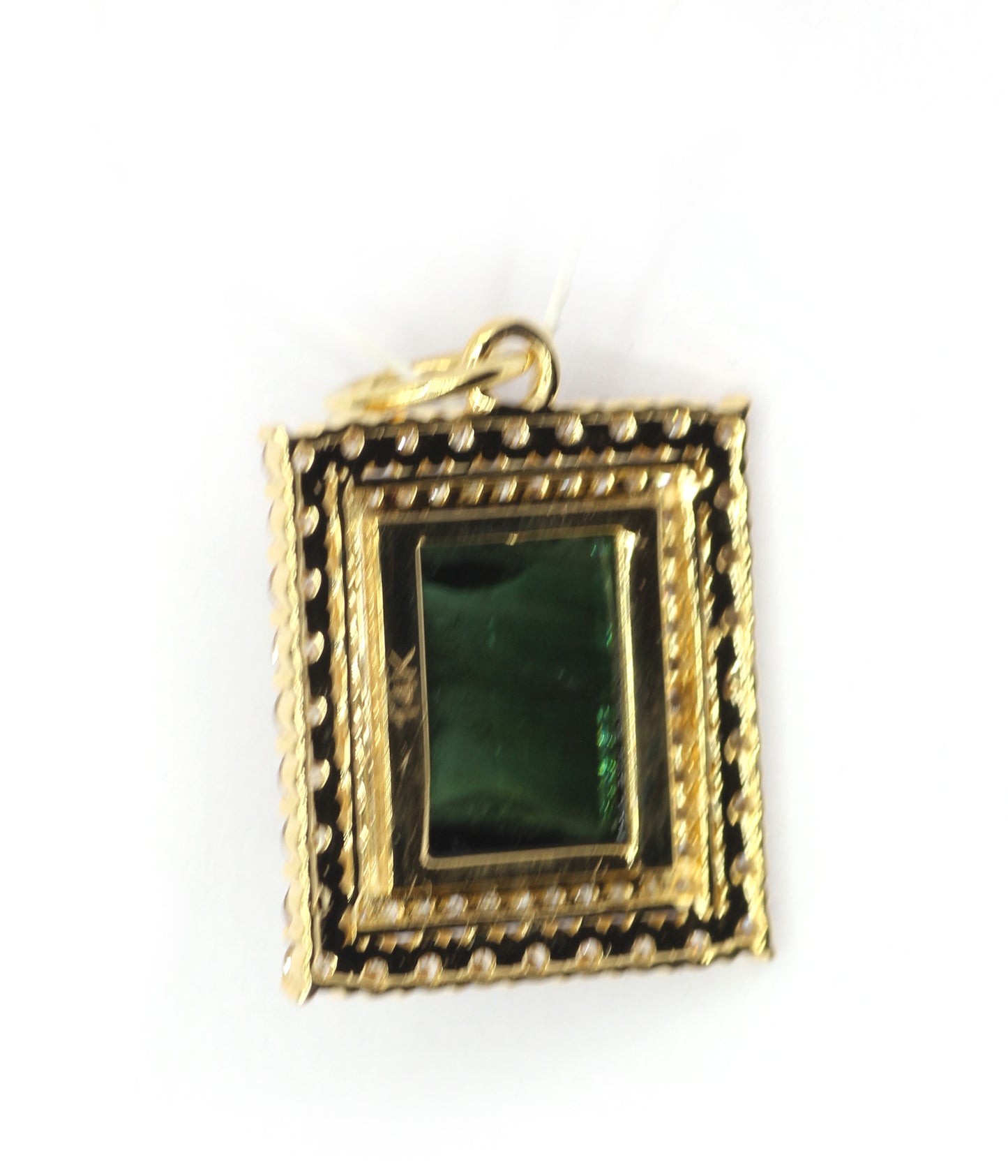 Rectangle 14k Solid Gold Diamond Pendants