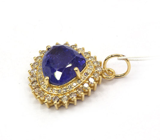 Pear 14k Solid Gold Diamond Pendants