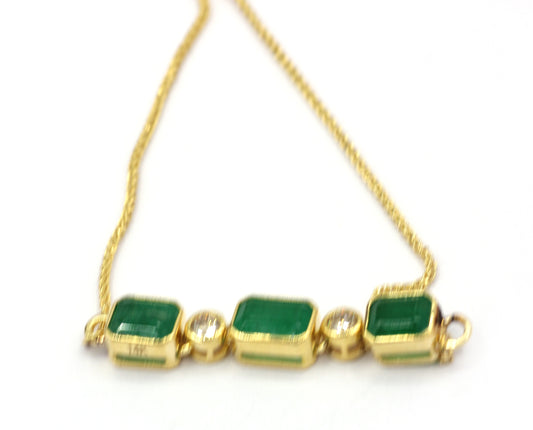 14k Solid Gold Diamond Bracelets With Emerald Stone