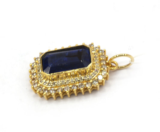 Rectangle 14k Solid Gold Diamond Pendants