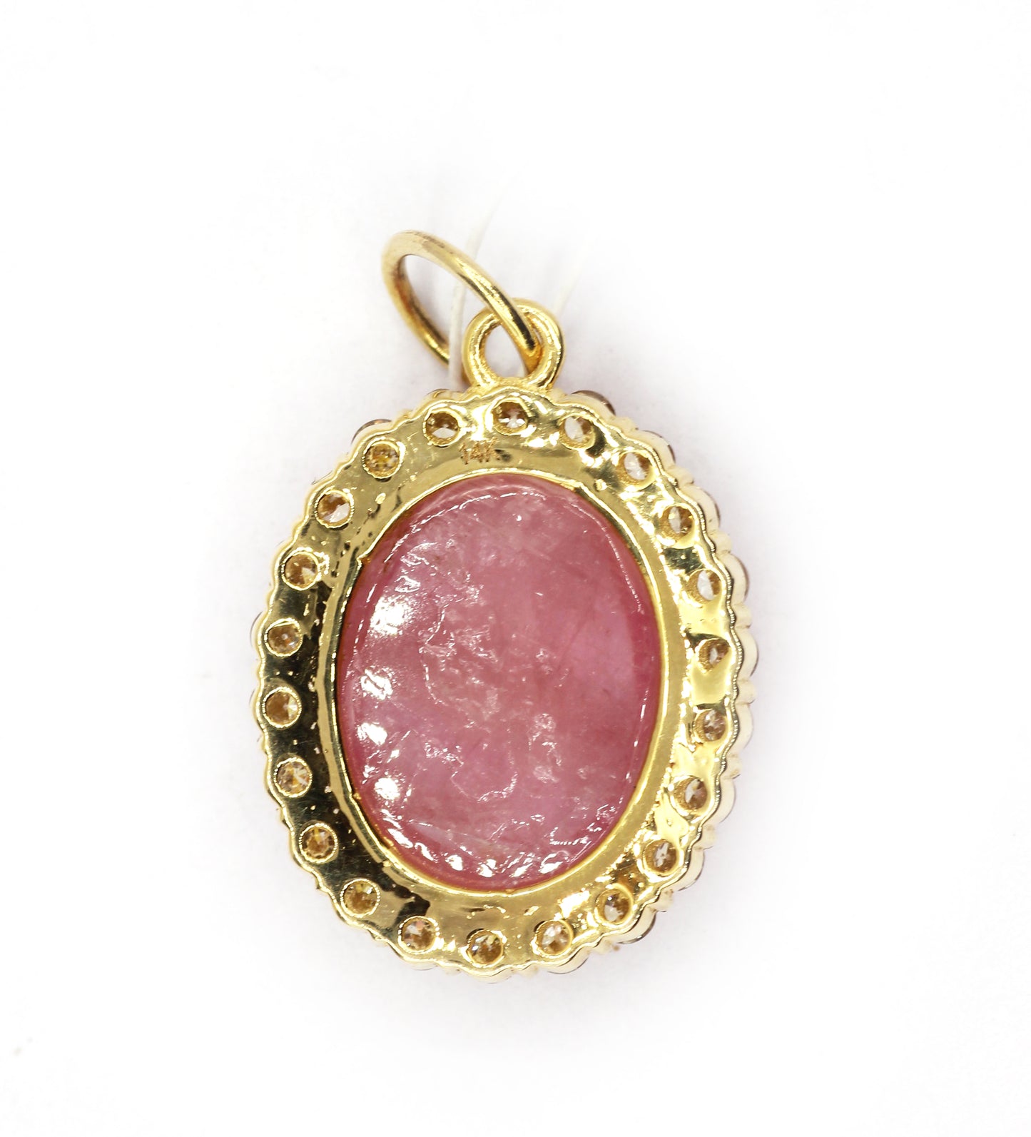 Oval 14k Solid Gold Diamond Pendants