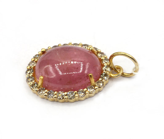 Oval 14k Solid Gold Diamond Pendants