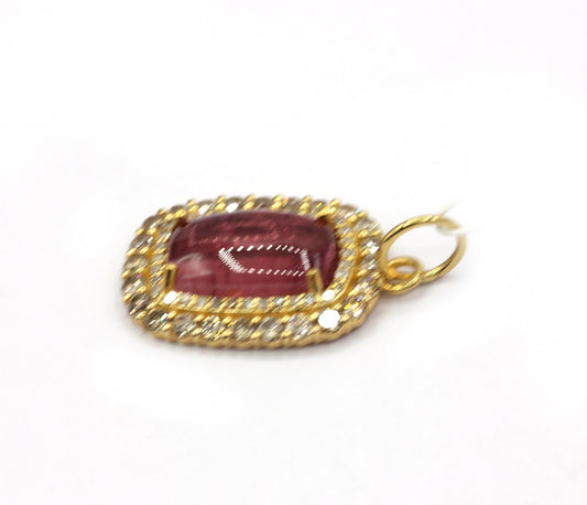 Oval 14k Solid Gold Diamond Pendants