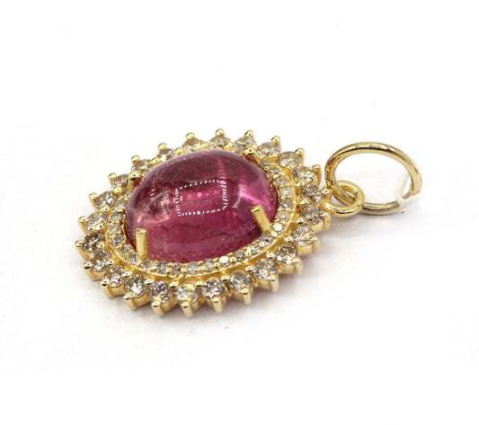 Oval 14k Solid Gold Diamond Pendants