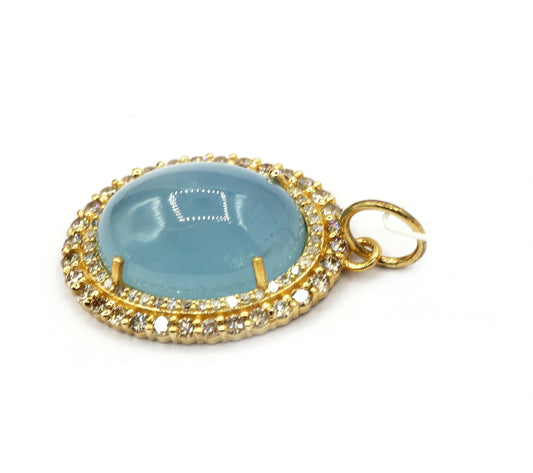 Oval 14k Solid Gold Diamond Pendants