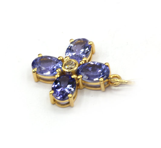 Flower 14k Solid Gold Diamond Pendants