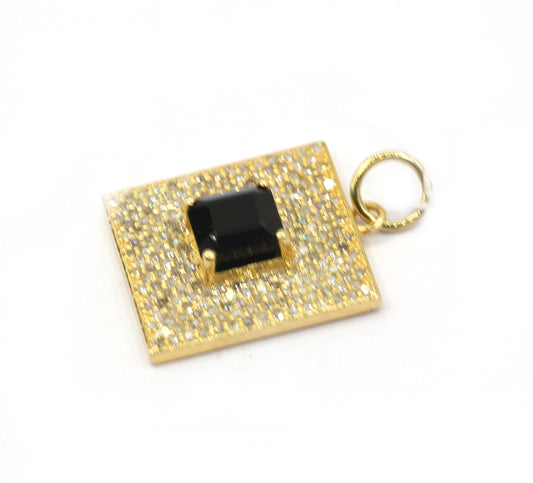Square 14k Solid Gold Diamond Pendants
