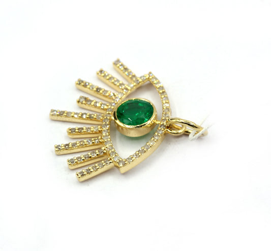 Evil Eye 14k Solid Gold Diamond Pendants