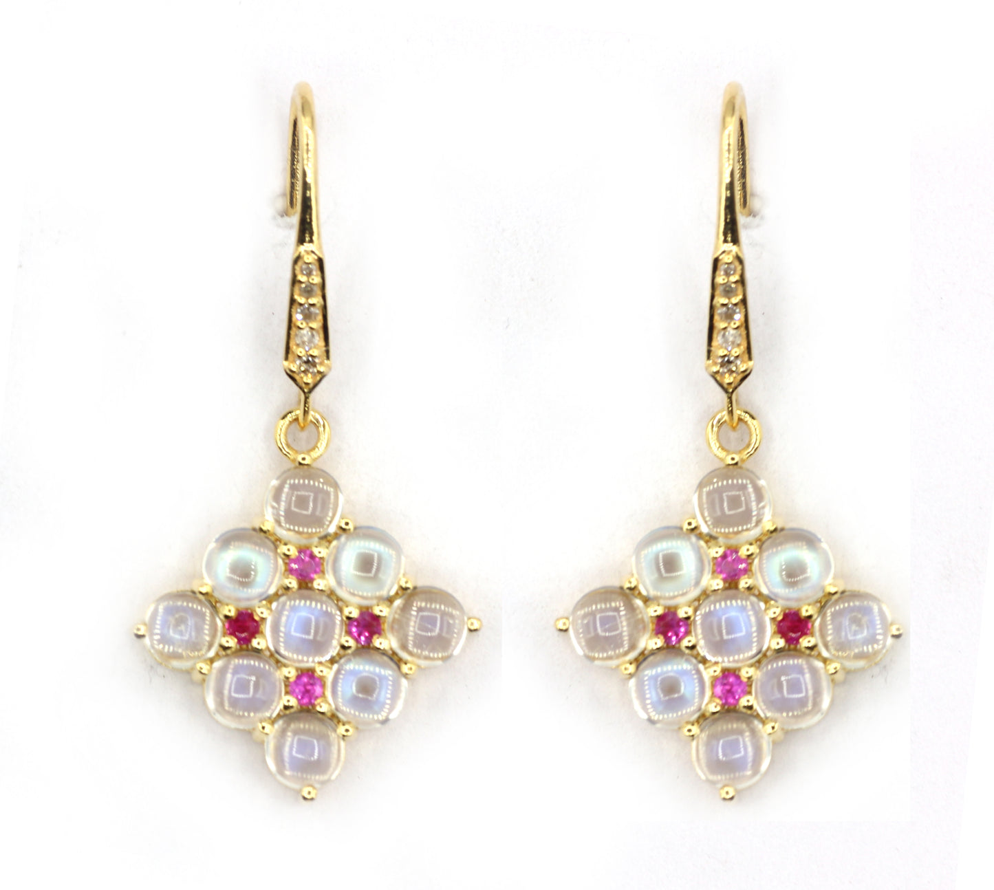 Moonstone 14k Gold Diamond Earring
