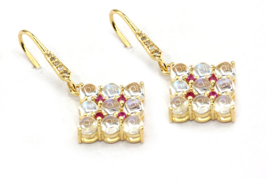 Moonstone 14k Gold Diamond Earring