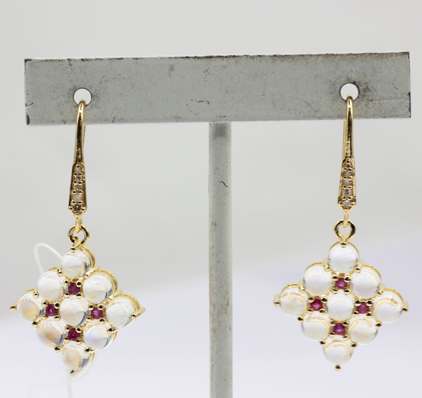 Moonstone 14k Gold Diamond Earring