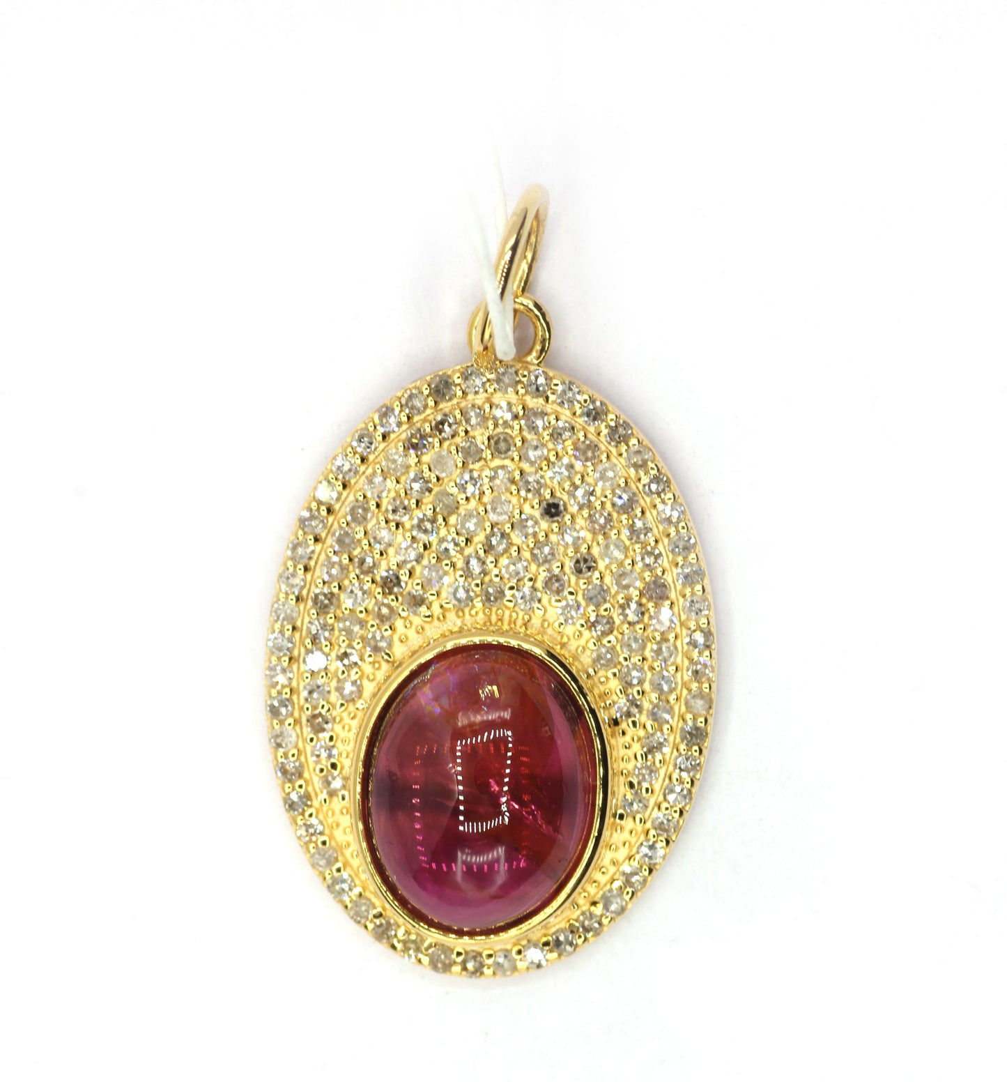 Oval 14k Solid Gold Diamond Pendants