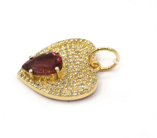 Heart 14k Solid Gold Diamond Pendants