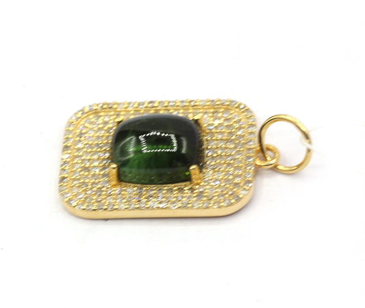 Rectangle 14k Solid Gold Diamond Pendants