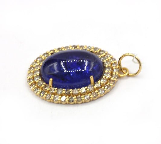 Oval 14k Solid Gold Diamond Pendants