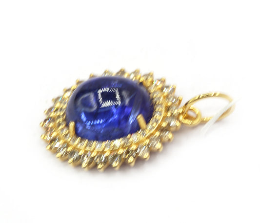 Oval 14k Solid Gold Diamond Pendants