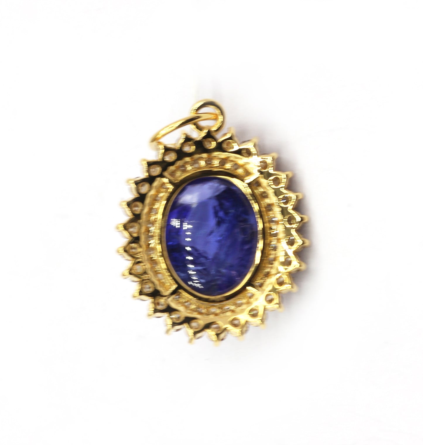 Oval 14k Solid Gold Diamond Pendants