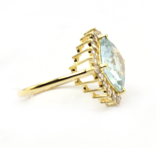 Blue Topaz 14k Solid Gold Diamond Rings.