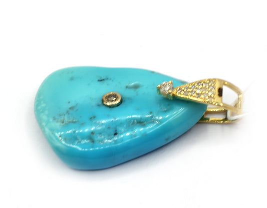 Turquoise 14k Solid Gold Diamond Pendants