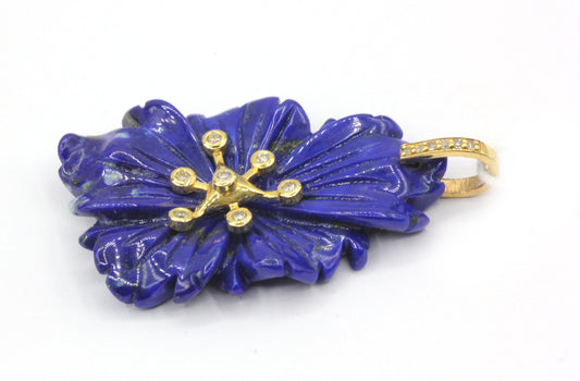 Lapis 14k Solid Gold Diamond Pendants