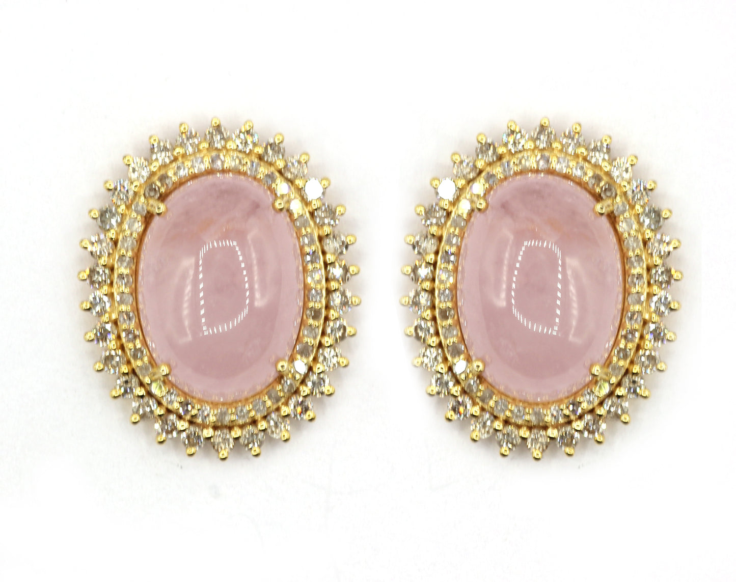 Oval 14k Gold Diamond Stud Earring