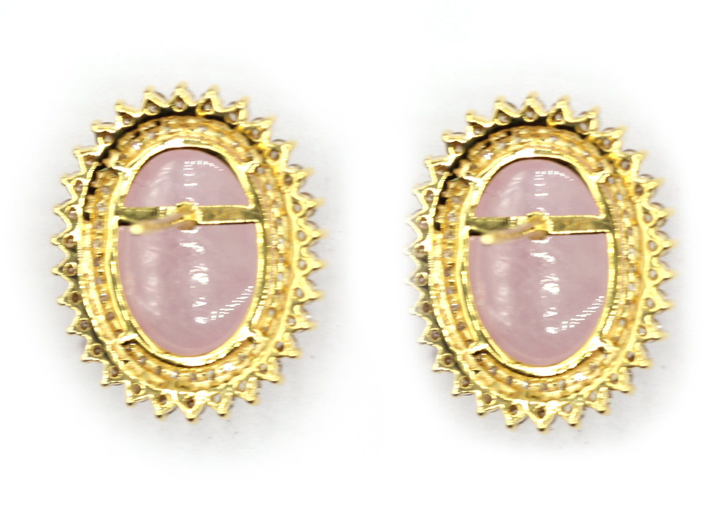 Oval 14k Gold Diamond Stud Earring