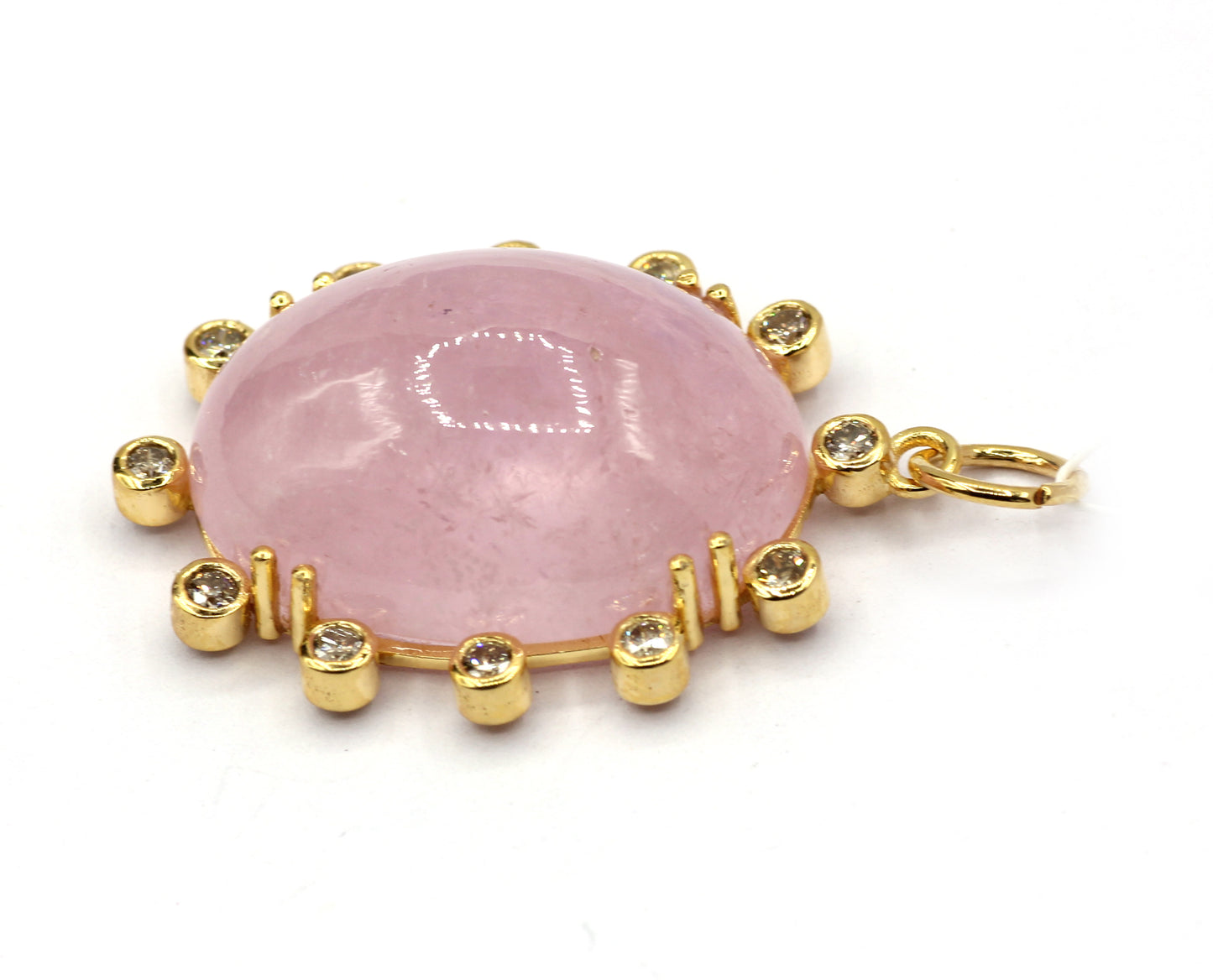 Oval 14k Solid Gold Diamond Pendants