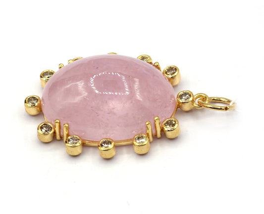 Oval 14k Solid Gold Diamond Pendants