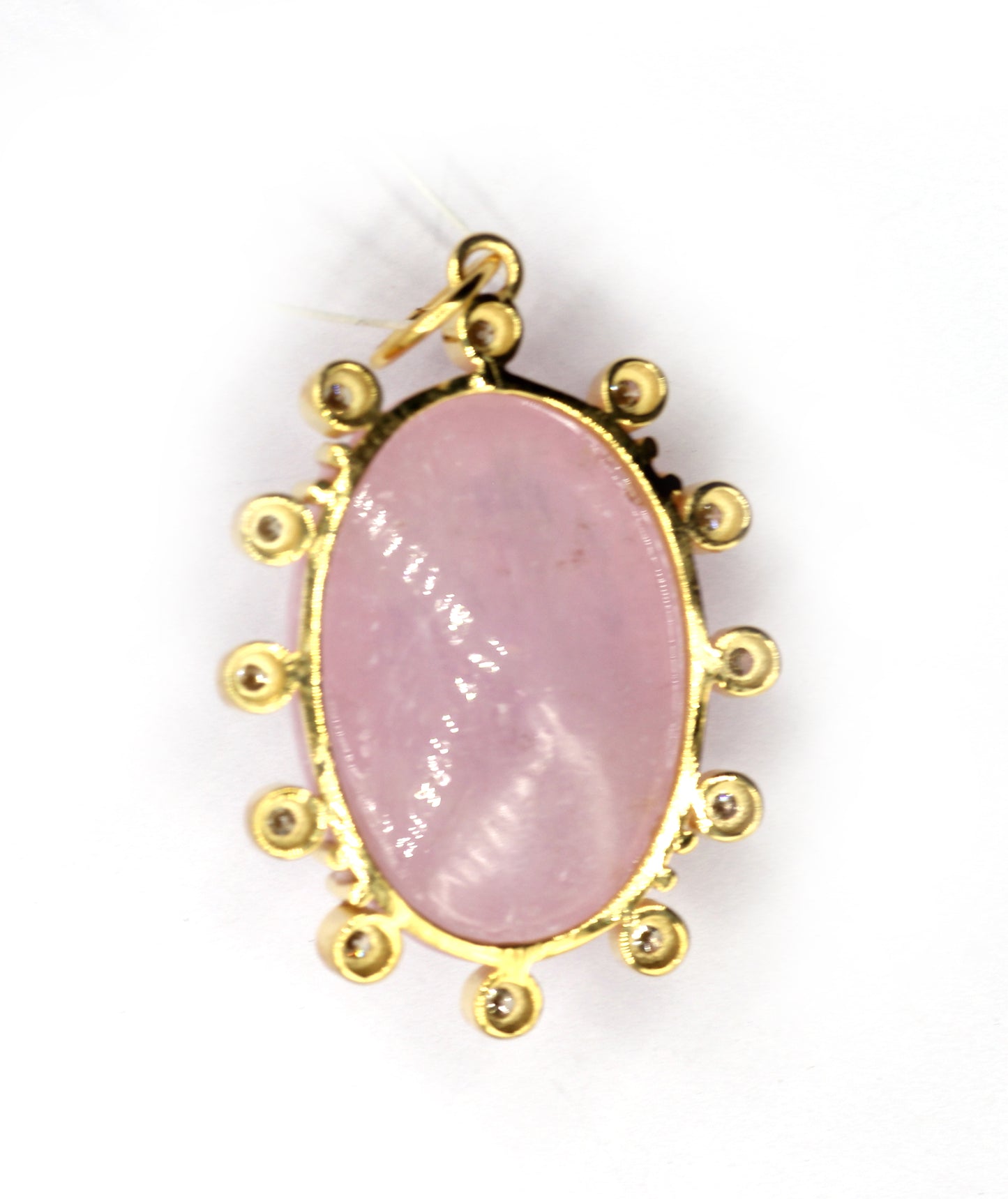 Oval 14k Solid Gold Diamond Pendants