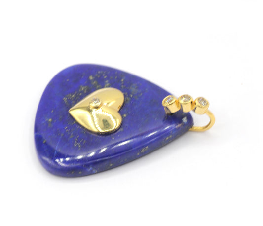 Lapis lazuli 14k Solid Gold Diamond Pendants