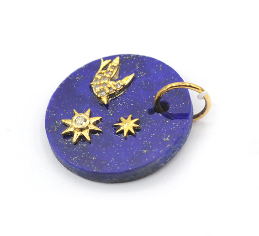 Round 14k Solid Gold Diamond Pendants