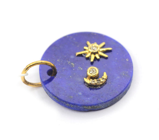 Round 14k Solid Gold Diamond Pendants