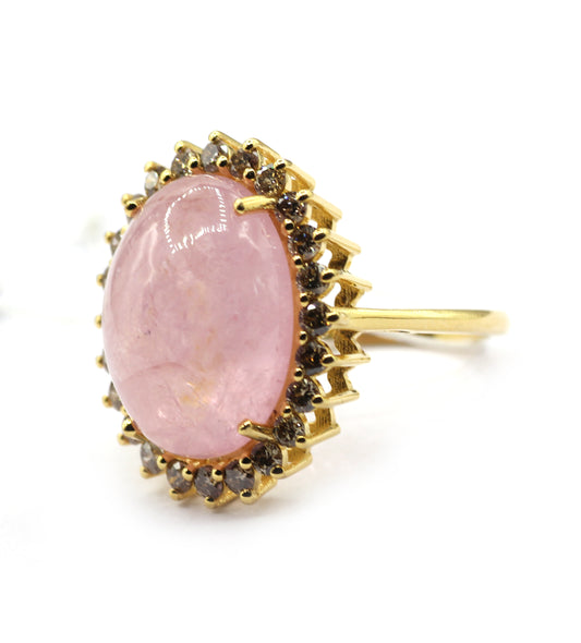 Morganite 14k Solid Gold Diamond Rings