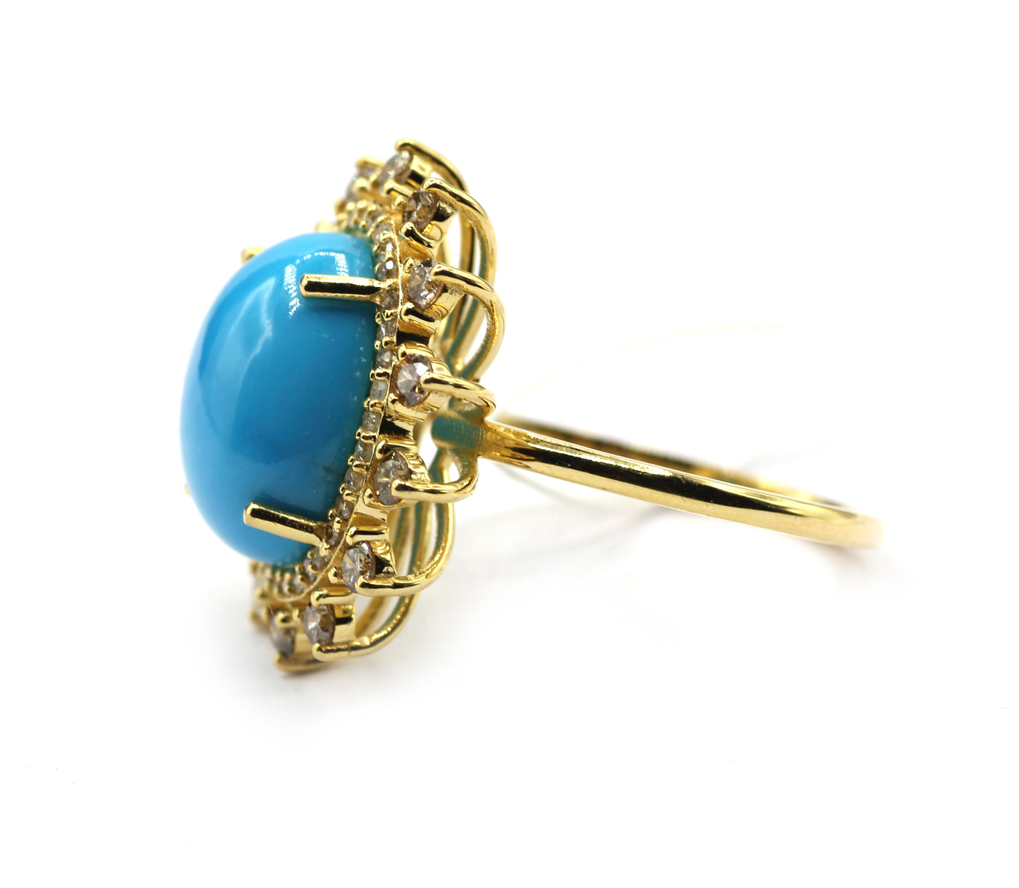 Turquoise 14k Solid Gold Diamond Rings