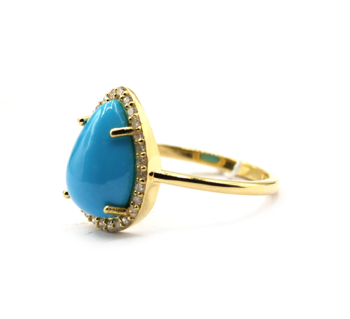 Turquoise 14k Solid Gold Diamond Rings