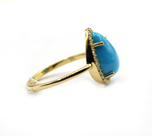 Turquoise 14k Solid Gold Diamond Rings