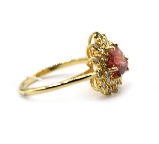 Tourmaline 14k Solid Gold Diamond Rings
