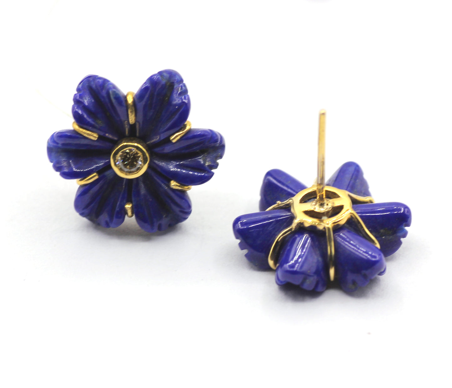 Flower 14k Gold Diamond Stud Earring