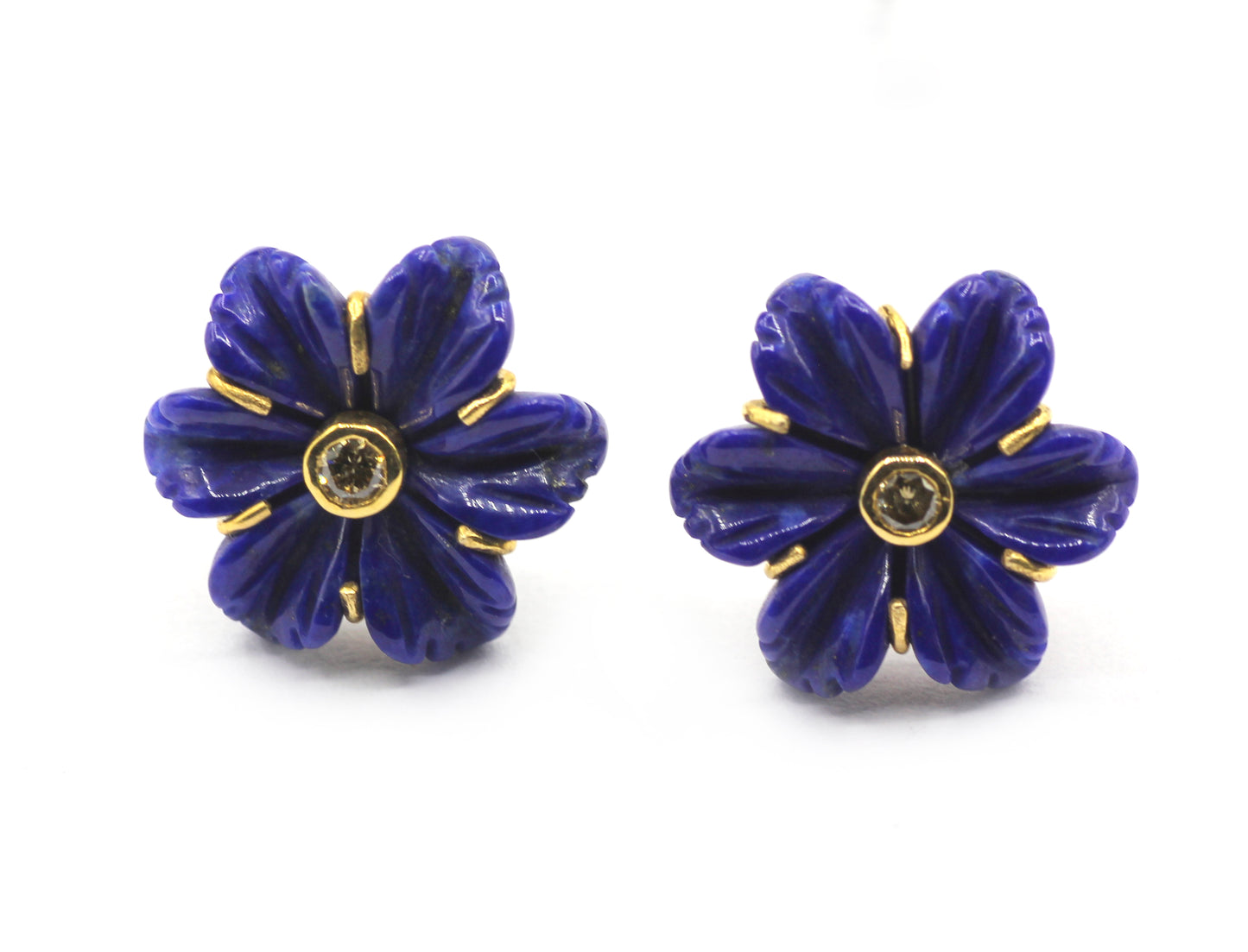 Flower 14k Gold Diamond Stud Earring