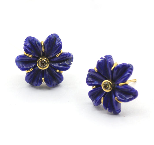 Flower 14k Gold Diamond Stud Earring