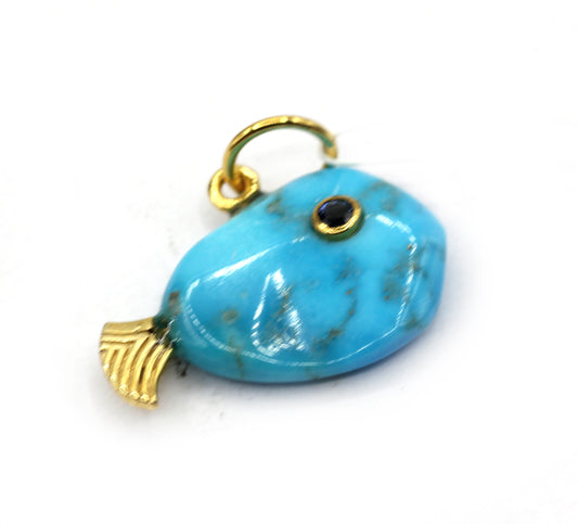 Fish 14k Solid Gold Diamond Pendants